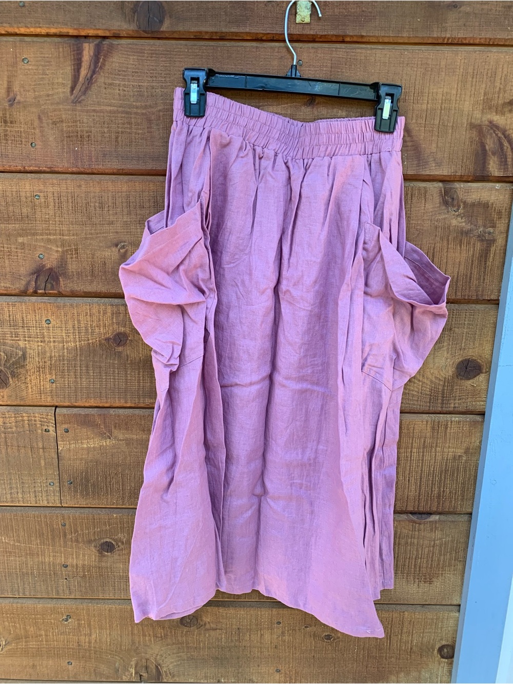 A-Line Midi Skirt in Dusty Rose with Elastic Waistband